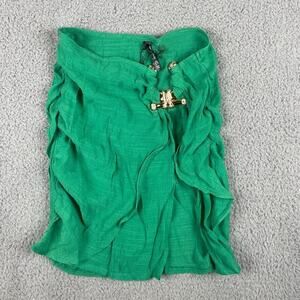 Pretty Little Thing Women's XS Green Lined Look Hammered Trim Beach Skirt *Flaw